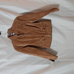 Live a Little 100% Leather Suede Jacket sz SP Tan Pre-owned